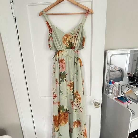 Long Green Floral Dress - Picture 2 of 4